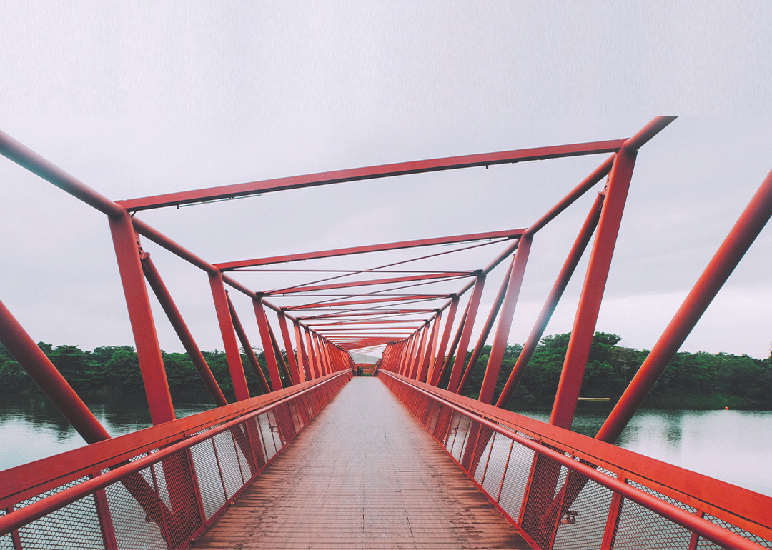 A red bridge in Coney Island
